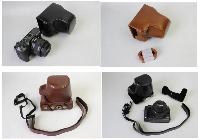 PU Leather Case Bag Strap for Canon EOS M6 Mark II camera M6II, 3 colors