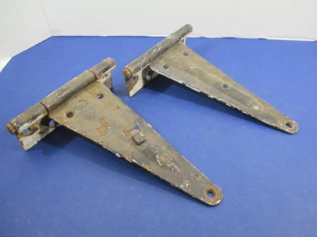 Antique Matched Pair Gate Barn Door Hinges Great Patina Rustic Heavy VS22/H6