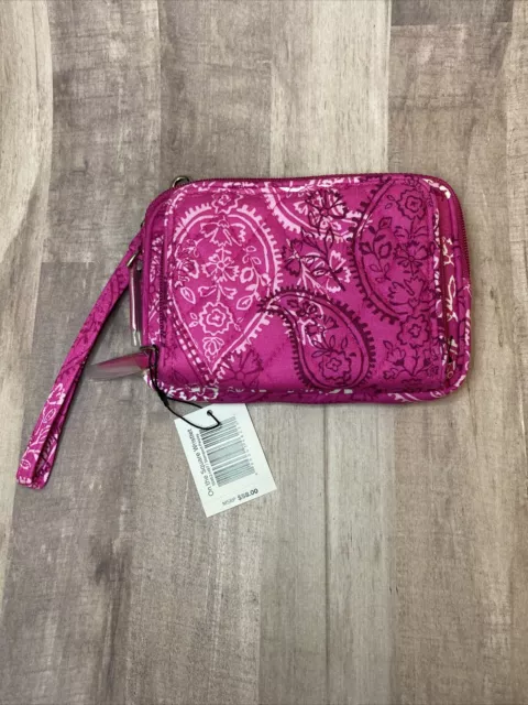 Vera Bradley On The Square Wristlet in Stamped Paisley NWT $58 pink flower