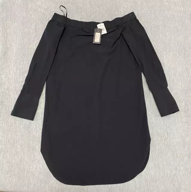 Rag & Bone Dress Womens Medium Black Kacy Off Shoulder Mini Cotton Button Back