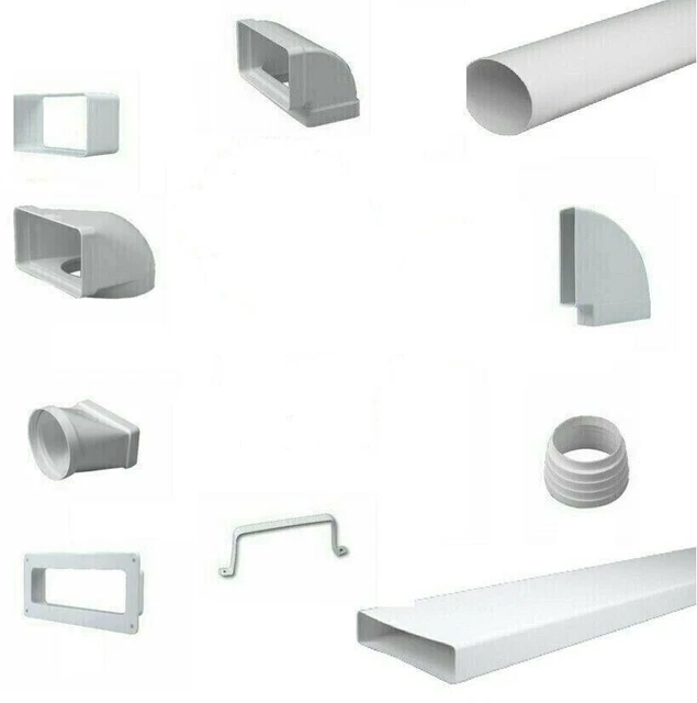 Tubo Aerazione Canalizzata In ABS 120x60mm - Lunghezza 1m, Per Cucine E Bagni, Ricambio Aria