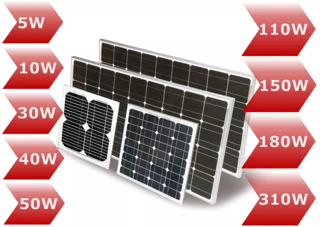 Solarmodul Solarpanel 12/ 24V 5 10 30 40 50 130 150 170 180 190 200 410Watt Mono