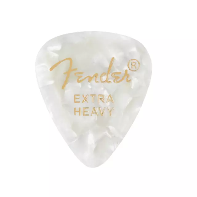 FENDER 351 Shape Premium Picks, Extra Heavy, White Moto, 12 Count