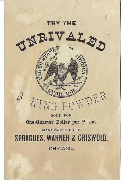 AM-239 IL Chicago Spragues Warner Griswold Baking Powder Victorian Trade Card 2