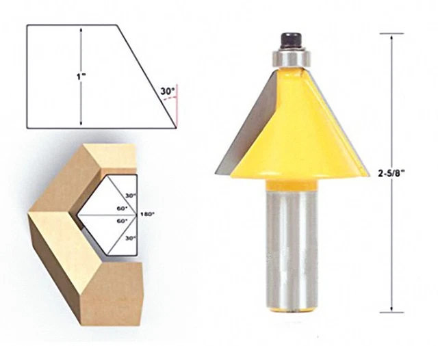Milling 30 Degree Chamfer Edge Forming Router Bit 1/4" or 1/2" Shank  [M_4]