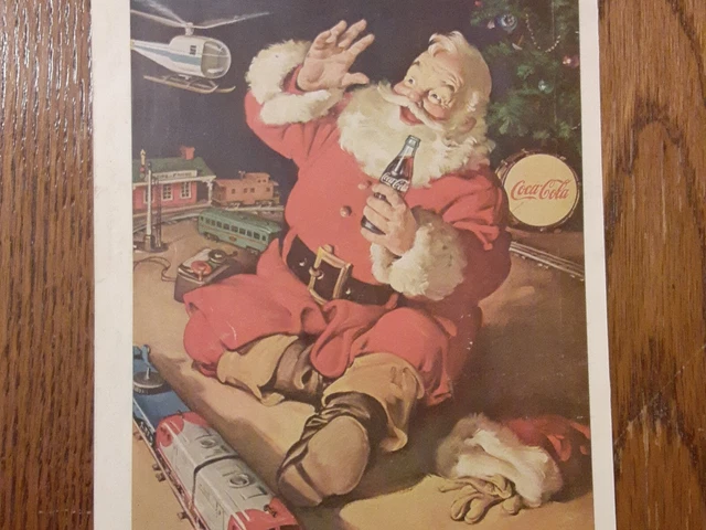 1962 Vintage Christmas Coca-Cola Santa Magazine Print Ad.