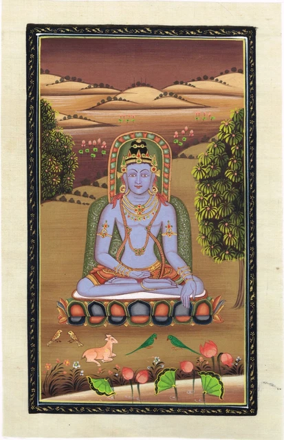 Main Lord Bouddha Peinture - Indien Miniature Art Sur Soie Vêtements For Mur