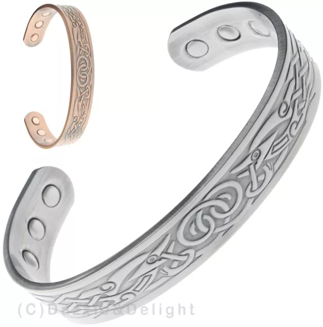 Magnetic Bracelet Ladies Mens Bangle Celtic Copper Pewter Arthritis Cuff Bio