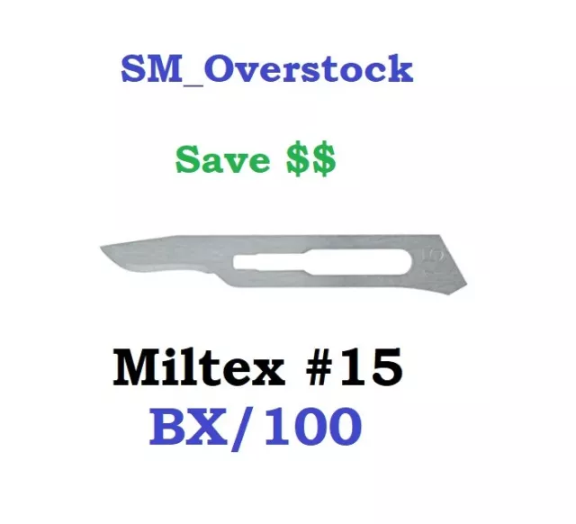 INTEGRA MILTEX 4-115 #15 Carbon Steel Surgical Blades 100/BX Sterile Kai Medical