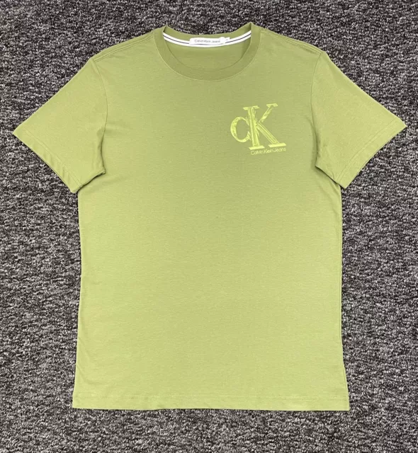 Calvin Klein Jeans Men's Regular Fit Short Sleeve T Shirt in Green