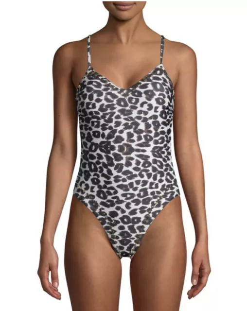 Juicy Couture Women's Leopard Print Nailhead One Piece Swimsuit Sz Small NWT