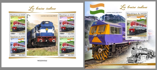 NIGER 2022 MNH Indische Eisenbahnen Indian Trains #430ba2