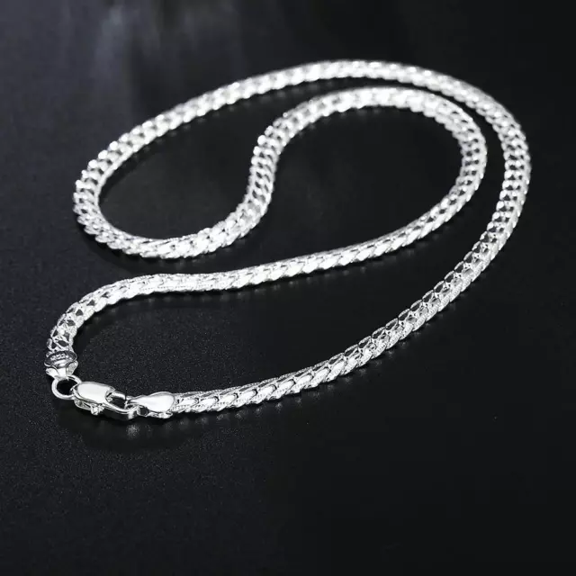 New Silver Thick Solid Men's Figaro Chain Necklace Bracelet Italy