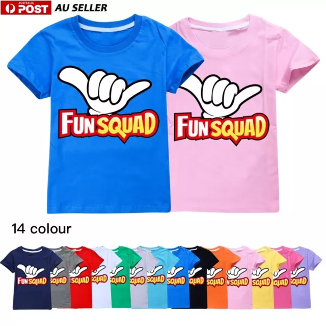 Kids Boys Girls Fun Squad Gaming Short Sleeve T-shirt Cotton Tshirt Tops Tee AU