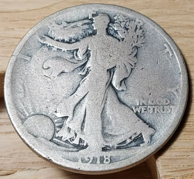 USA 1918 D Walking Liberty Half Dollar Silver Coin