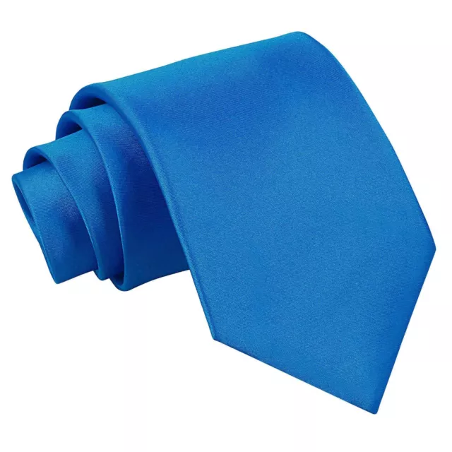 Electric Blue Tie Satin Plain Solid Mens Classic Wedding Necktie by DQT