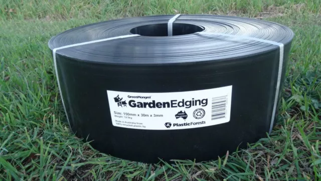 Plastic Garden Edging. 150mm x 30m x 3mm -Black -Smooth - Australian Made