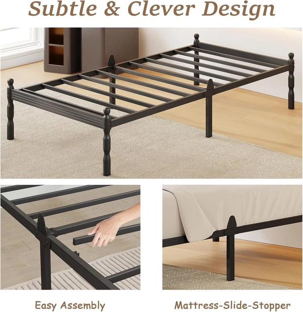 Simple Style Frame SINGLE BED FRAME 3ft Vintage Style Metal Platform Bed Frame Anti-Slip ...