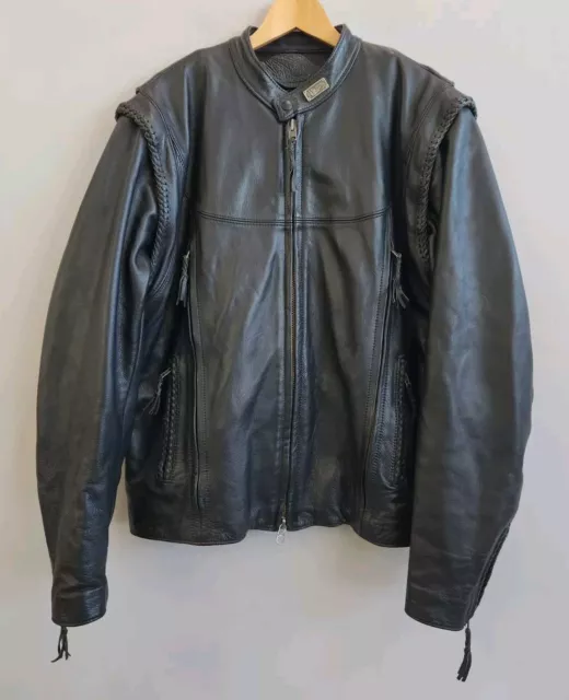 Harley Davidson WILLIE G Convertible Black Leather Jacket /Vest USA Men's XL