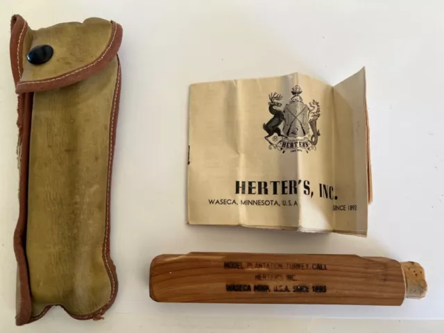 Vintage Herter's Plantation Turkey Call With Case And Paperwork Vintage Herter's Plantation Turkey Call With Case And Paperwork