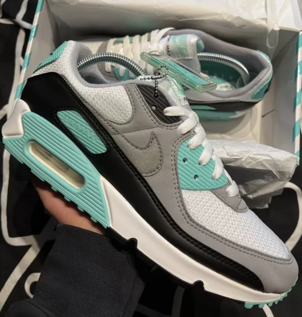 Nike air max 90 recraft trainers in white/turquoise cheap