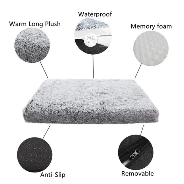 Coussin en peluche doux gris confortable en mousse mémoire de forme pour chien 5