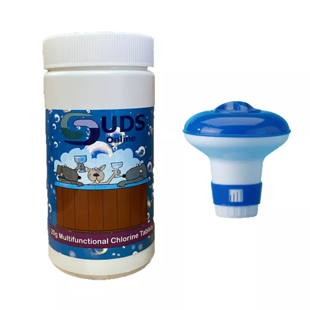 Chlorine Floating Dispenser with 50 x 20g Tablets for Pools Spa Hot Tub