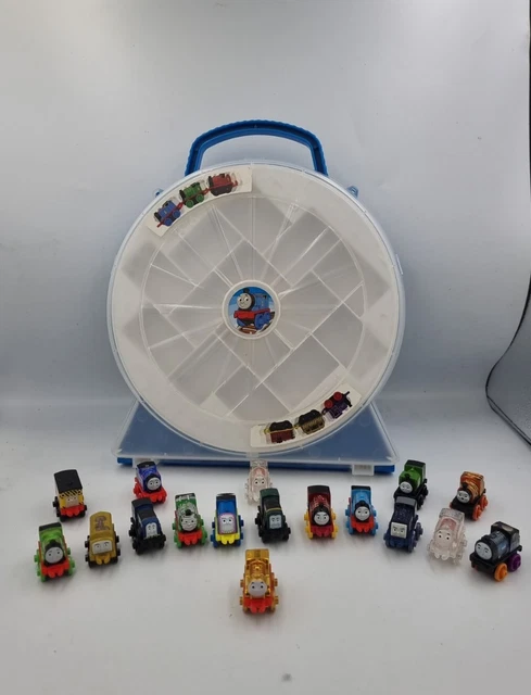 17x Thomas the Tank Engine - Thomas & Friends Mini's with round Carry Case