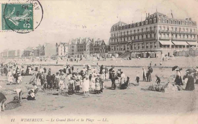 Carte Postale Plage et le Grand Hotel- Wimereux (Pas-de-Calais)