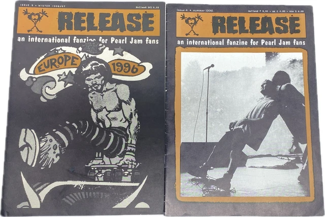 PEARL JAM &RELEASE& Magazines Issues #4 & #5 1996/97 Fanzine Rare £19.