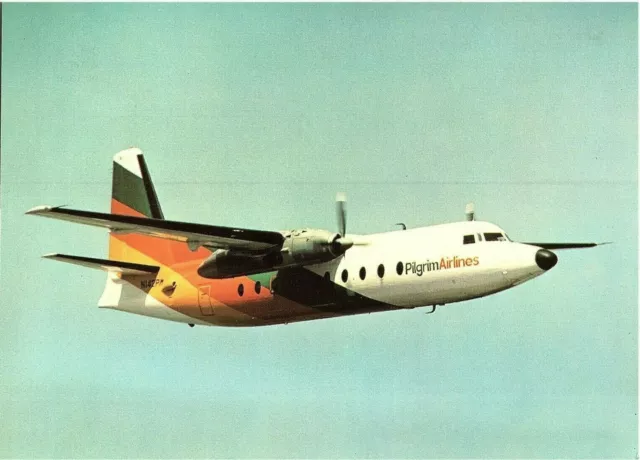 Pilgrim Airlines Fokker F27 Friendship airline issued  Airplane Postcard