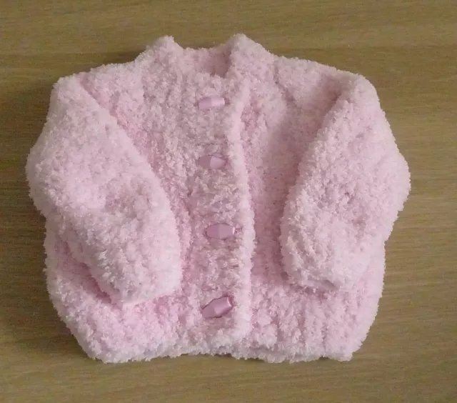 hand knitted baby girls cardigan 3/6  months pink