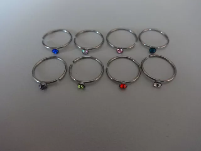 1X Nariz Cúbica Cristal Circonia Nose Oreja Ring Hoop Abierto Bendable 0,5 x 8mm