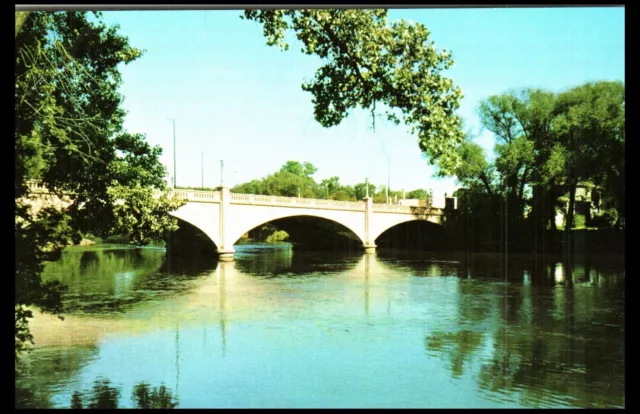 Postcard - Elkhart Indiana - Main Street Bridge ~Scenic View St. Joseph River