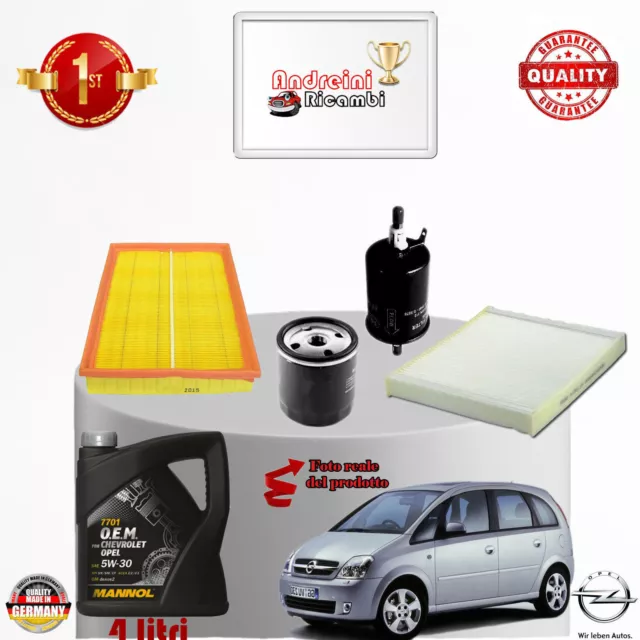 Kit Tagliando Filtri + Olio Opel Meriva A 1.6 16V 74Kw 100Cv Dal 2004 -> 2006