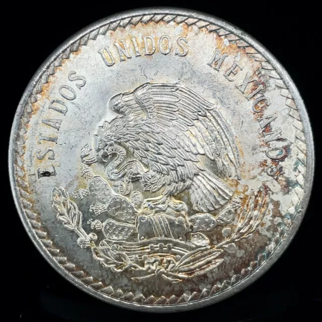 Moneda de plata azteca 1947 México 5 ""cinco"" pesos, gran 30 g Cuauhtémoc, gema unc. #3 2