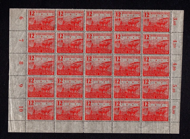 SBZ Provinz Sachsen 1946, Briefmarkenbogen Zigarettenpapier 12 Pf Mi.Nr. 91 gepr