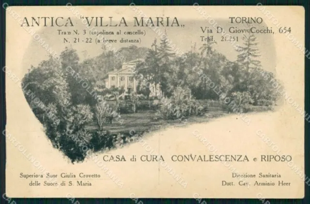 Torino Città Antica Villa Maria via Cocchi PIEGHINA cartolina MZ9469