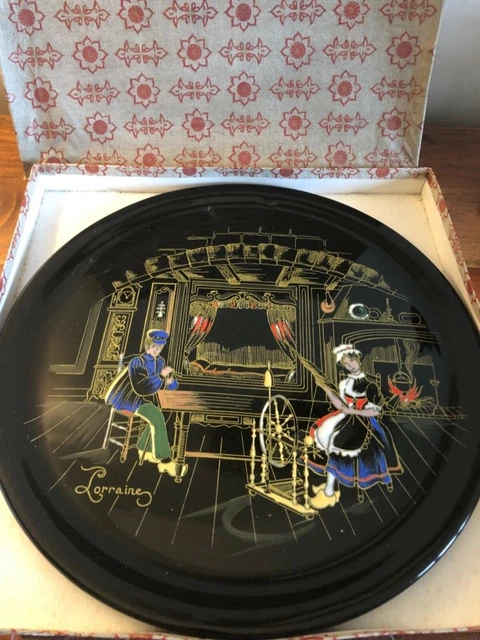GraNde Assiette, plat  Emaux De LONGWY, décor main diamètre 33 cm emballé