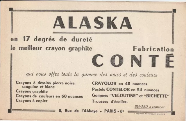 G123 BUVARD BUVARD ALASKA CRAYON COMTE PARIS 6 éme en 17 degrés de dureté