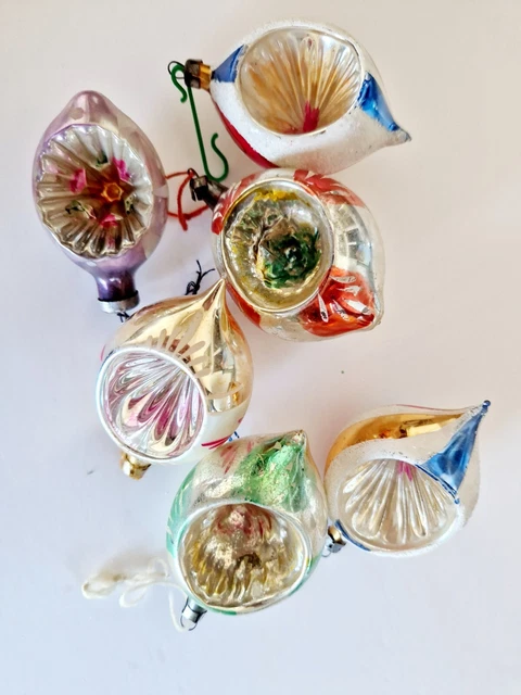 Vintage Christmas Decorations indent teardrop large xmas tree antique baubles