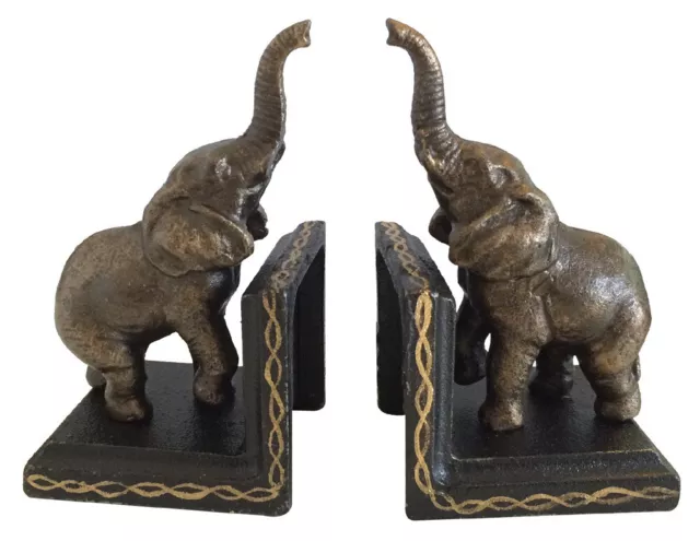 Buchstütze Elefant 2 Stück Buchständer Set Gusseisen Kolonialstil Antik-Stil