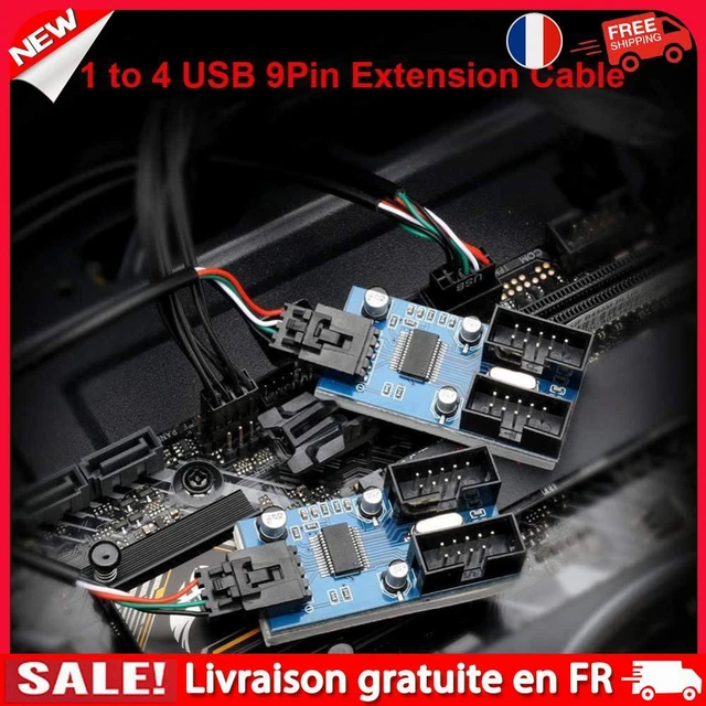 NEW MOTHERBOARD USB 9 Pin Header Extension Splitter Cable HUB Connector