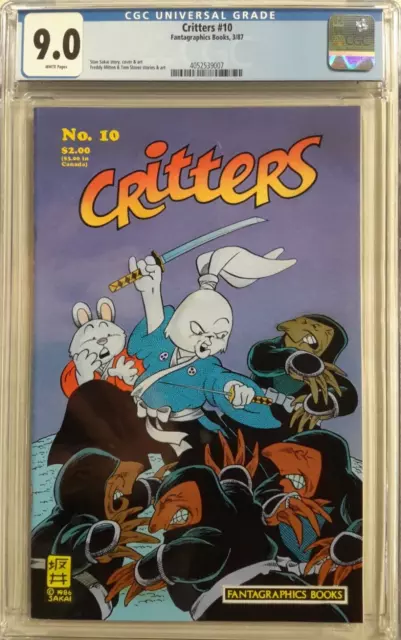 🔥Critters #10 Cgc 9.0*Fantagraphics 1987*White❄Pages*Sakai*Usagi Yojimbo Cover