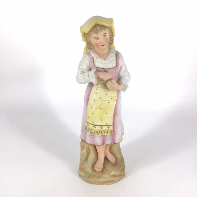 Antique German Heubach Style Porcelain Bisque Figurine Girl Vintage