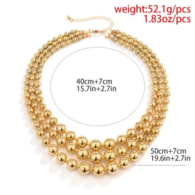 Women's Fashion Gold Or Silver Multilayer Ball Choker Boho Necklace 354 3