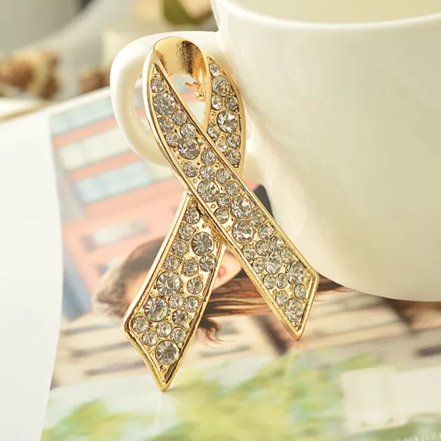 Shiny Fashionable Brooch Rhinestones Ribbon Breast Pin Jewelry Ornament Women