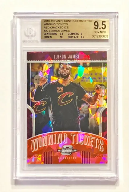 2018-19 Contenders Optic LEBRON JAMES Winning Tickets Red Cracked Ice BGS 9.5!