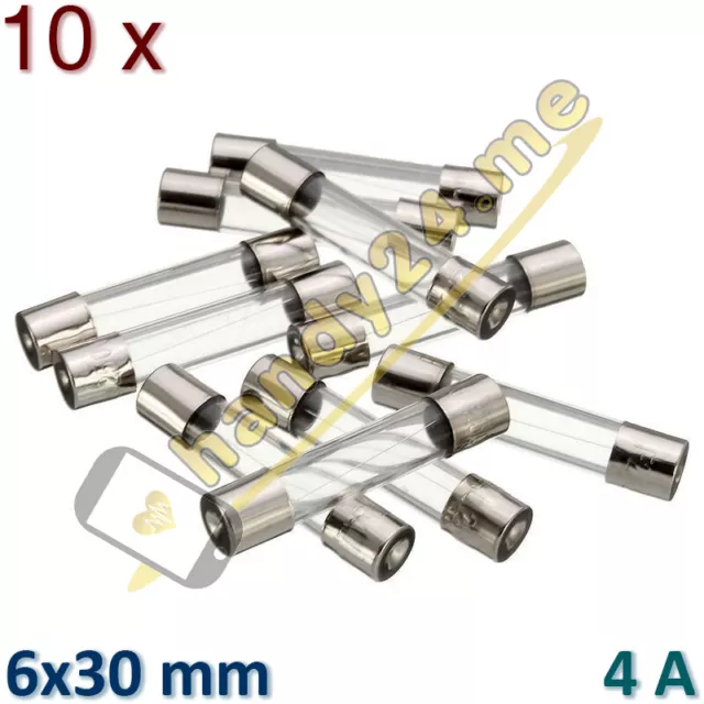 10x Fsp Fusible en Verre Fusible F4AL250V 4A 250V 6x30mm