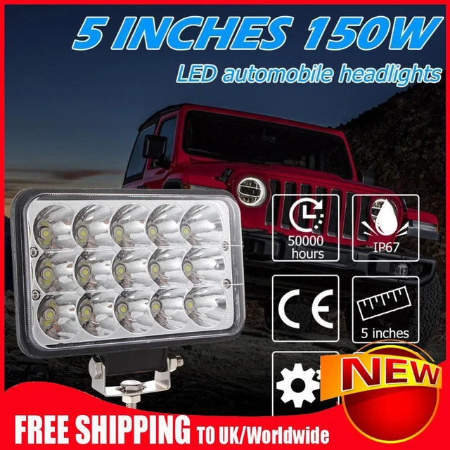 Lampada di guida faro fuoristrada 4x6 LED 150 W rettangolare 4x6 per Wrangler IP67